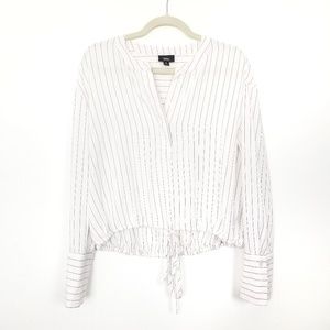 Mossimo | Pinstripe Cropped Peasant Blouse